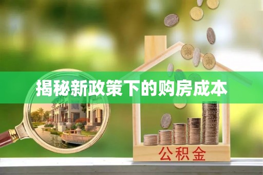 波密揭秘新政策下的购房成本