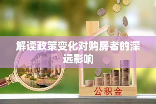 波密解读政策变化对购房者的深远影响
